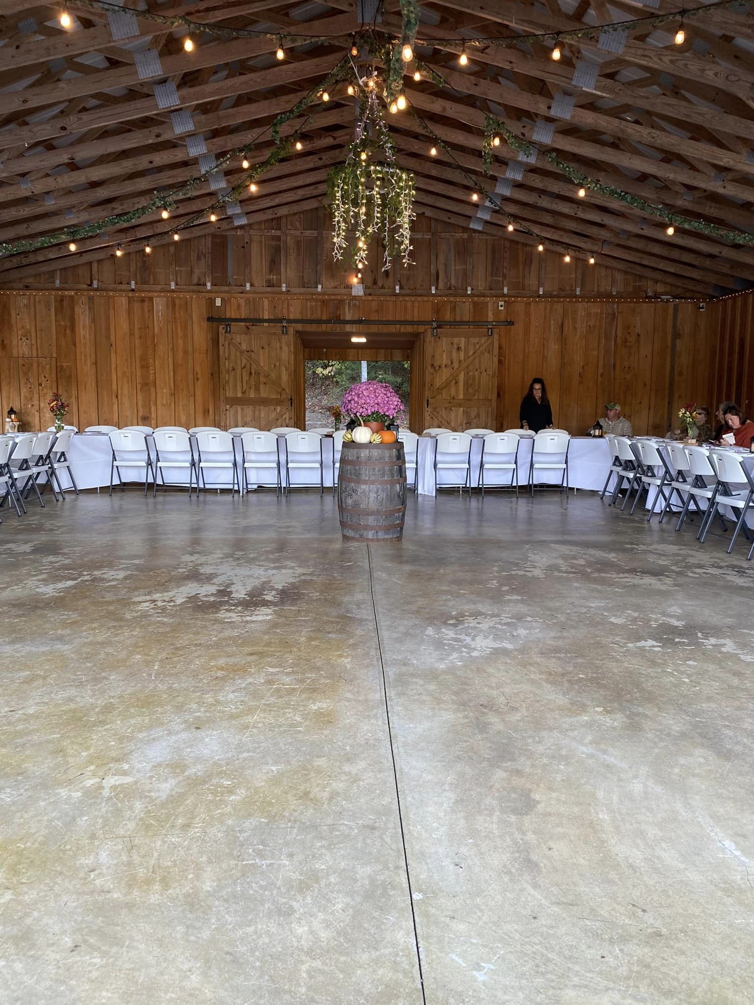 wedding dance floor surrounded by reception tables
