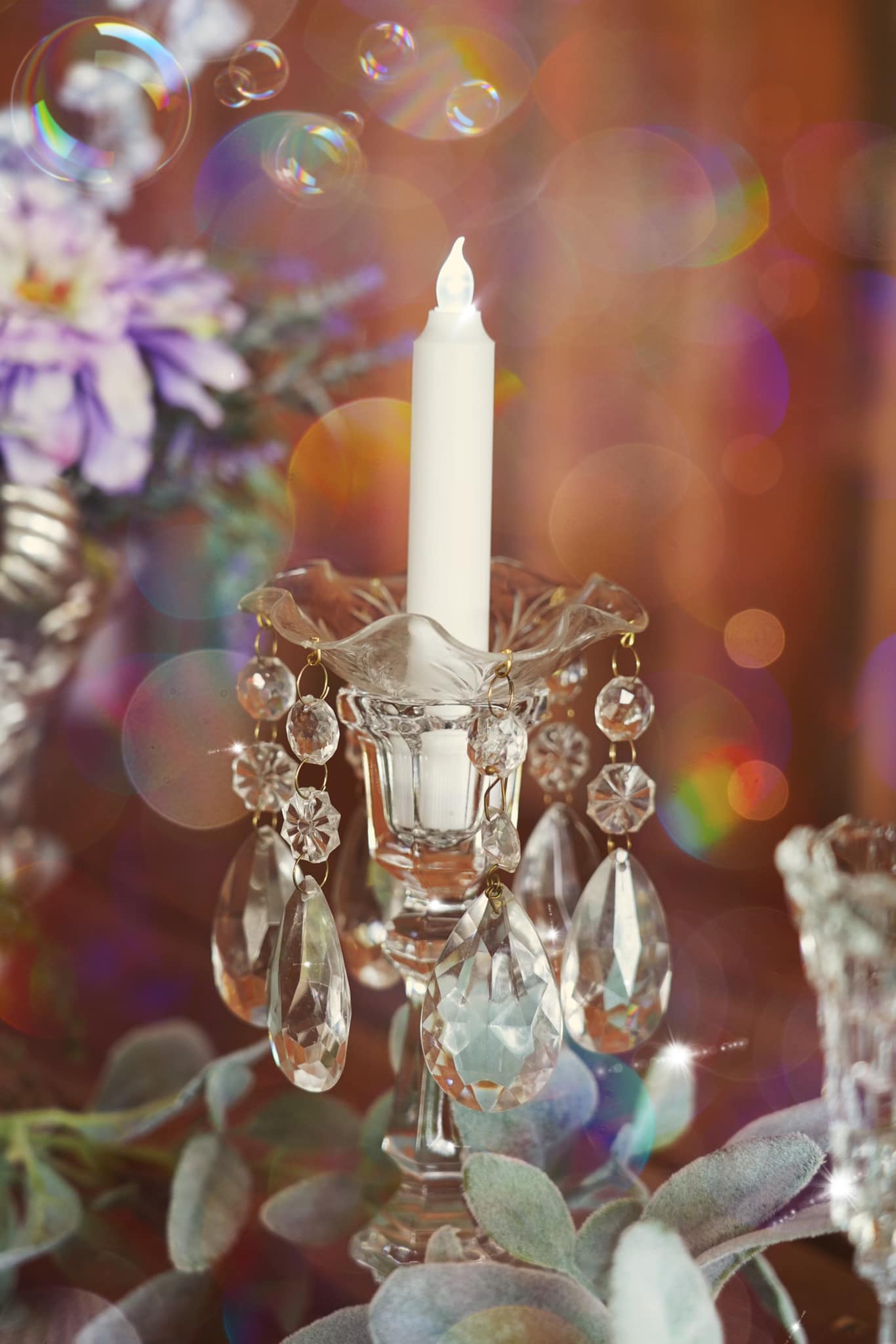 detail shot of crystal wedding decoration