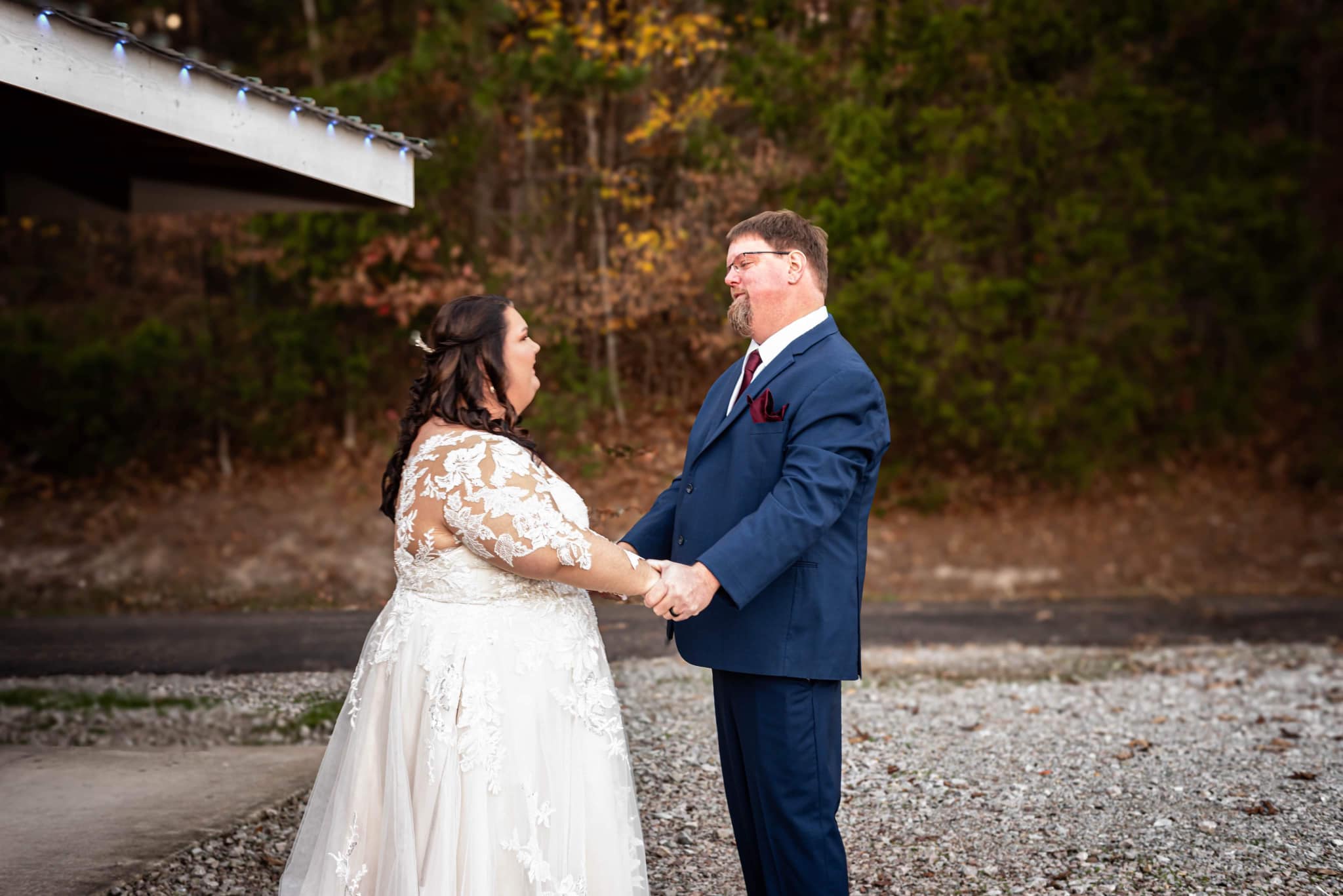bride and groom staring into each other's eyes