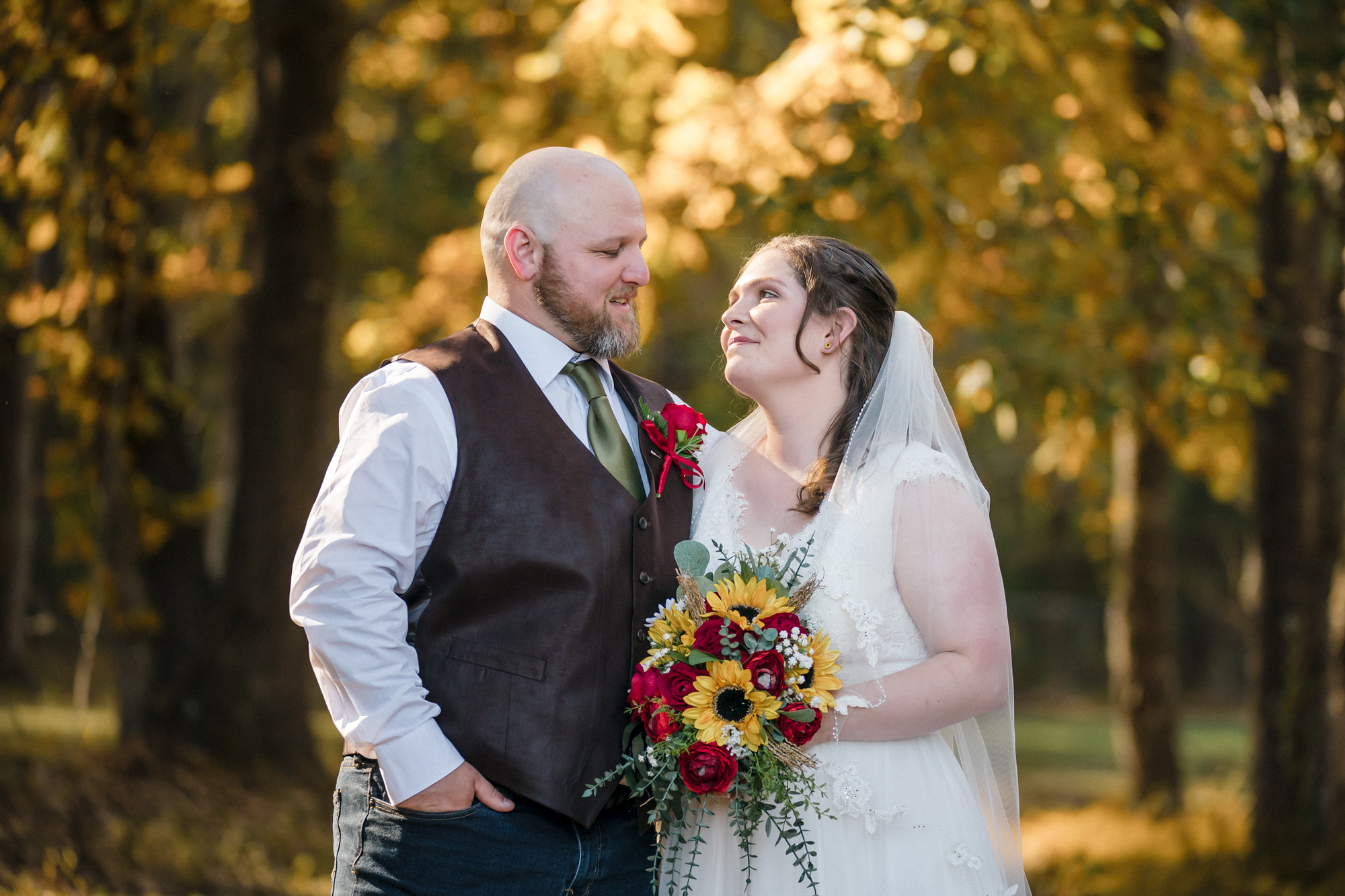 bride and groom staring into each other's eyes